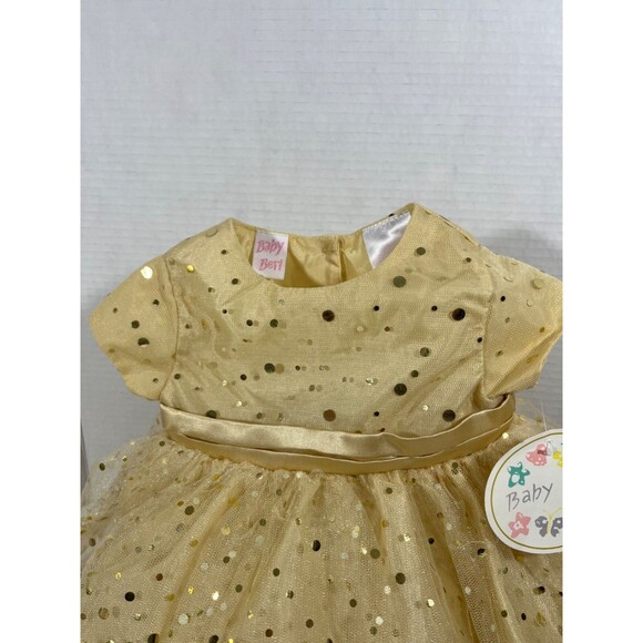 Baby Beri Baby Girl Gold Tulle Sequin Party Dress Size 3 To 6 Months - Picture 2 of 11